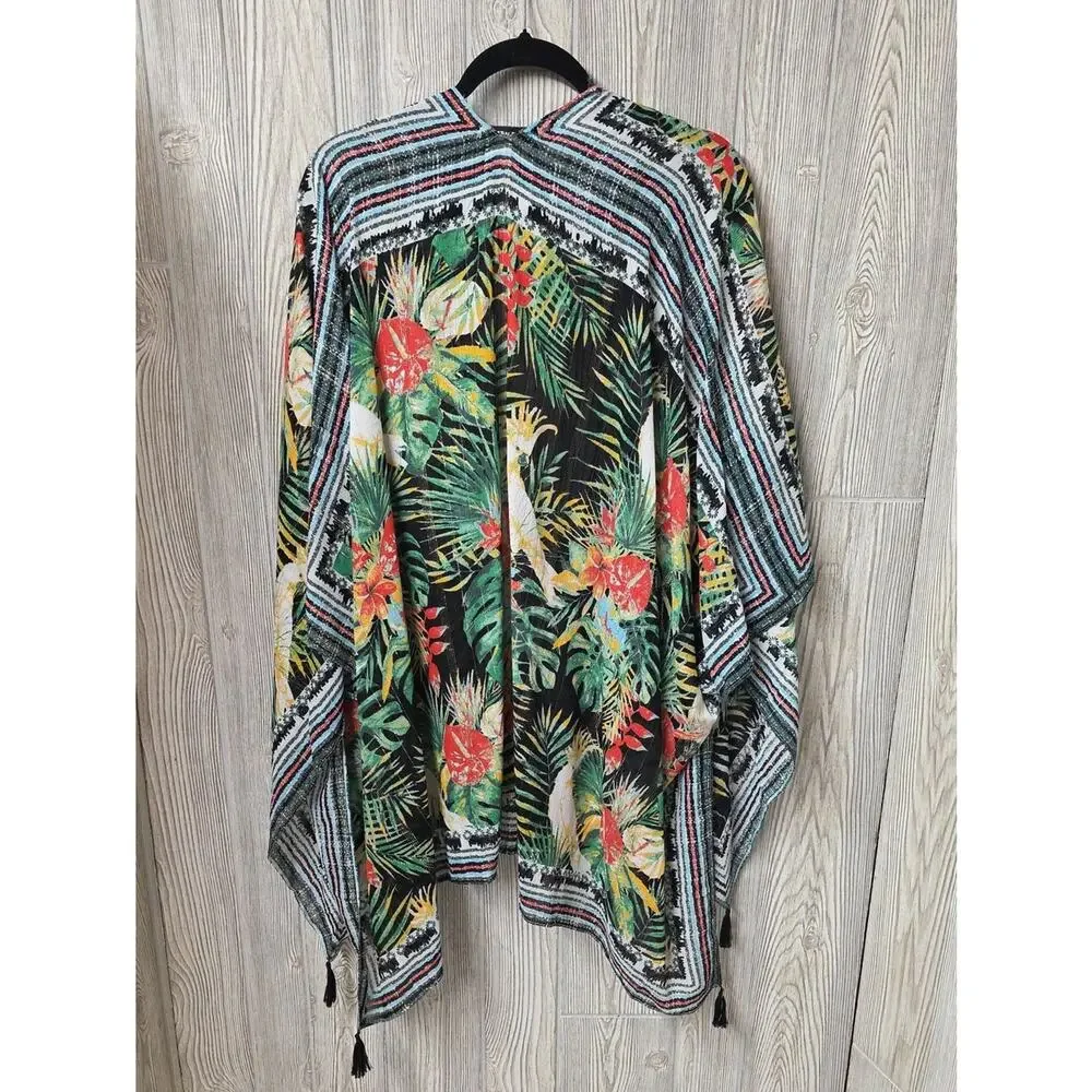Nine West Tropical Floral Kimono Top Beach Coverup Womens One Size NWT